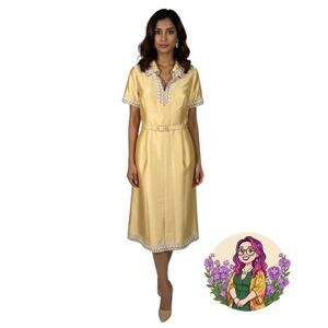 VTG Hartnell Bruton Street Gold Silk Beaded Gown S-M 1950s British Couture